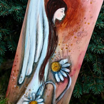 Anioł Siejący Radość - prezent w postaci obrazu malowanego na drewnie